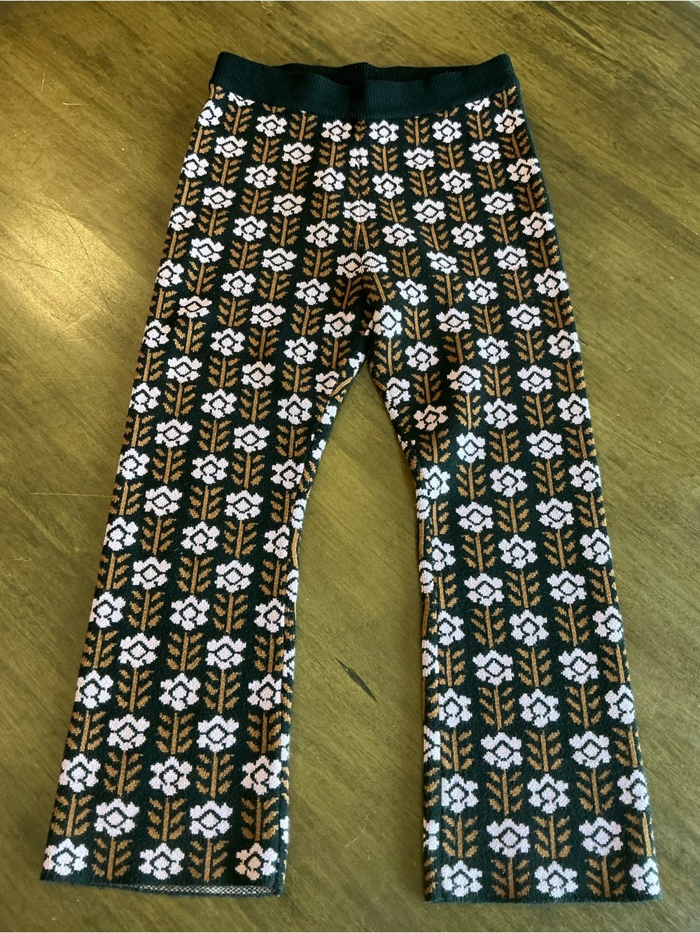 Polagram Black Knit Pant with Pink and Brown Detail